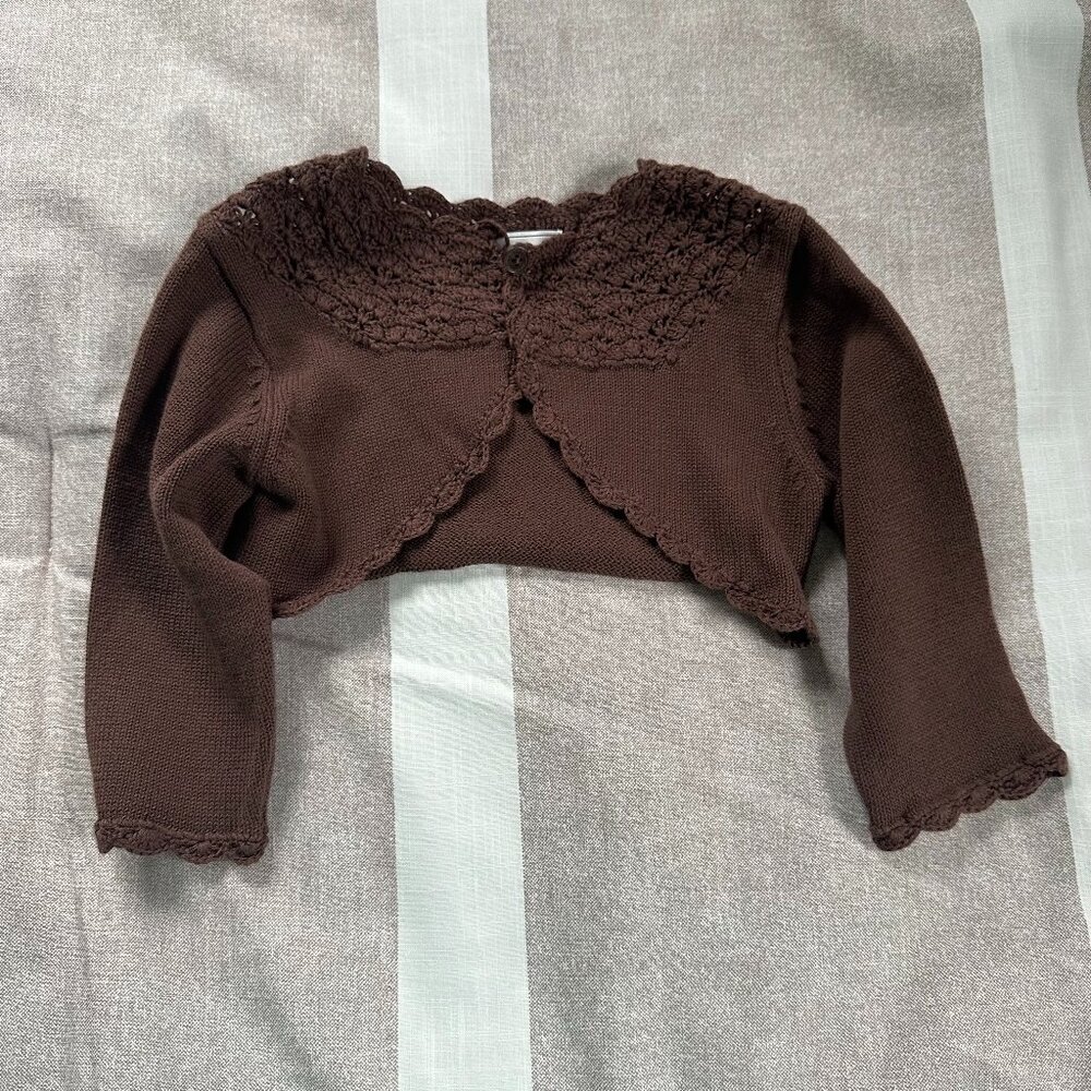 Like New Baby Gap Brown Knit Cropped Sweater Sz 3-6 mos